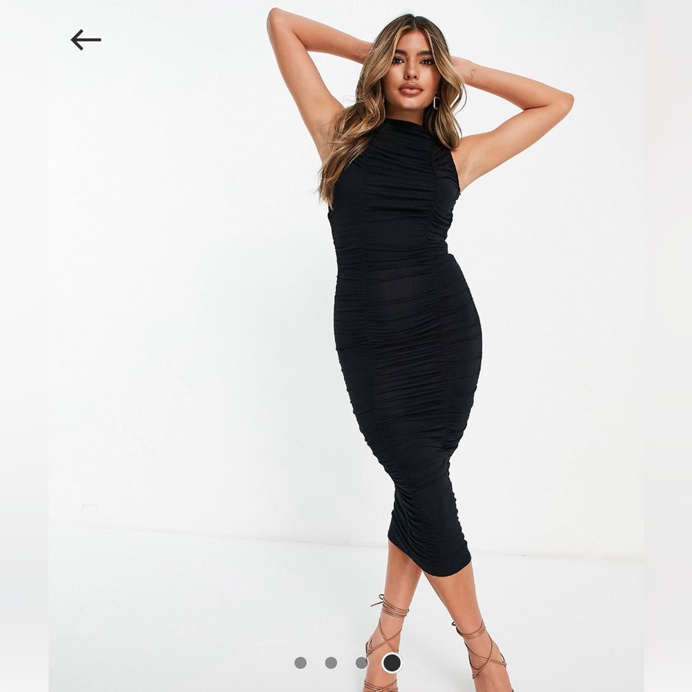 ASOS CLOSET PURGE SEXY MIDI BLACK DRESS